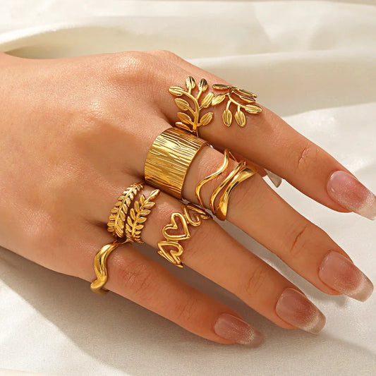 Gold Color Stainless Steel Heart Ring